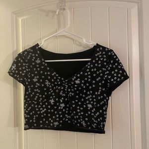 Cropped Shirt with Flowers